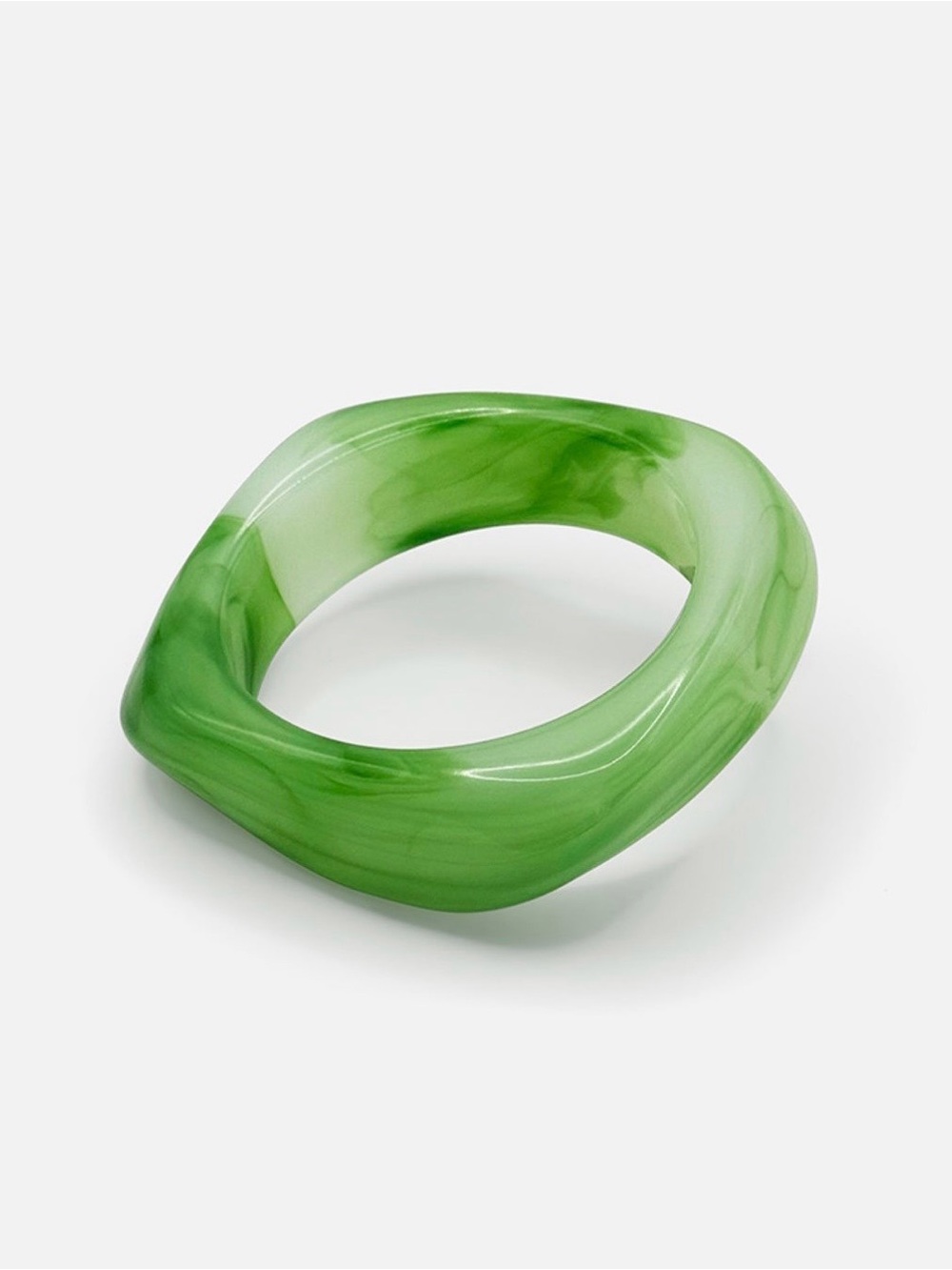 Saege Kiwi Green Resin Sculpted Bangle Bracelet - Women Jewelry